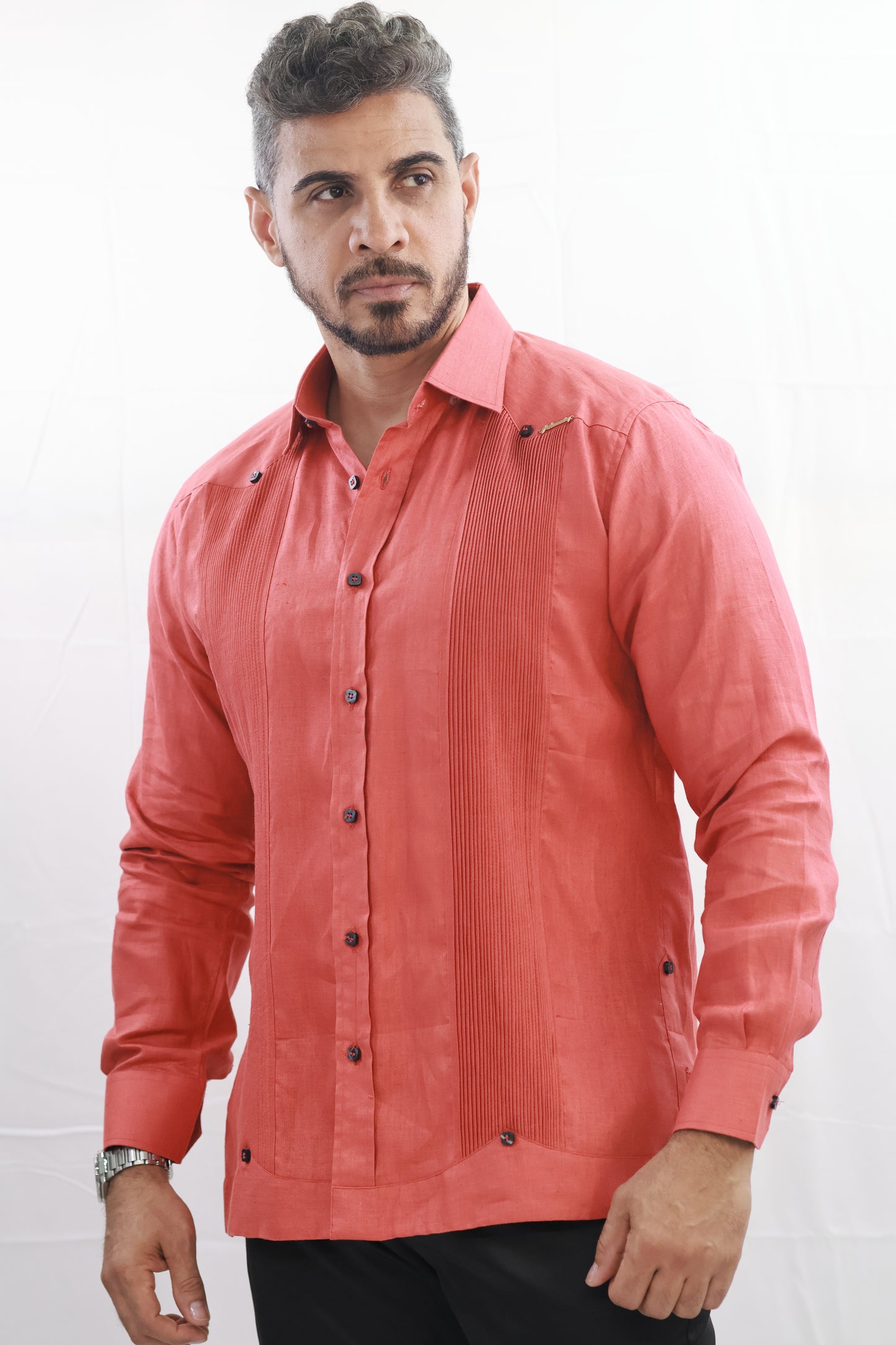 Handmade Red Linen Chacabana Shirt