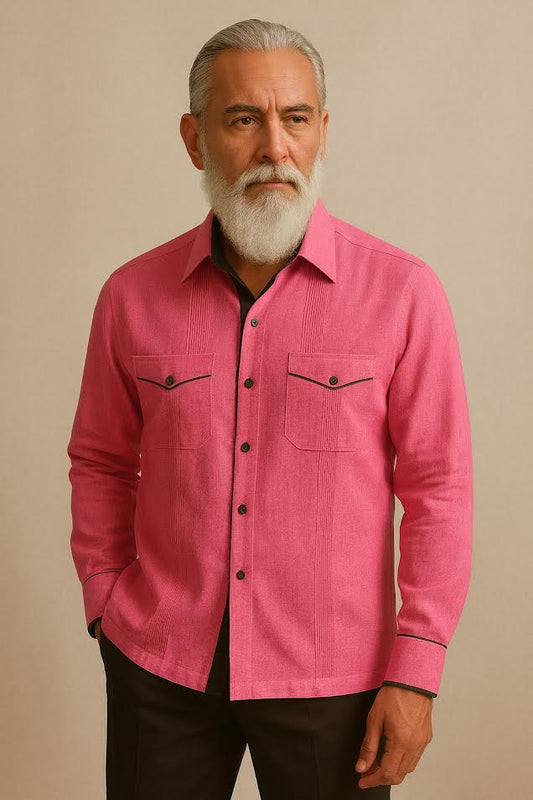 Pink Linen Long Sleeve Shirt