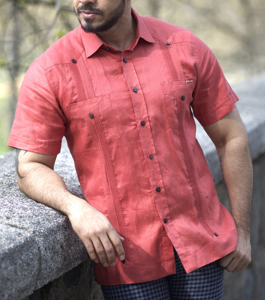 Handmade Vibrant Red Linen Shirt