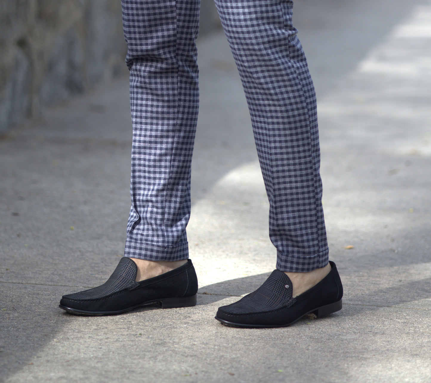 Classic Black Textured Slip-On Loafers