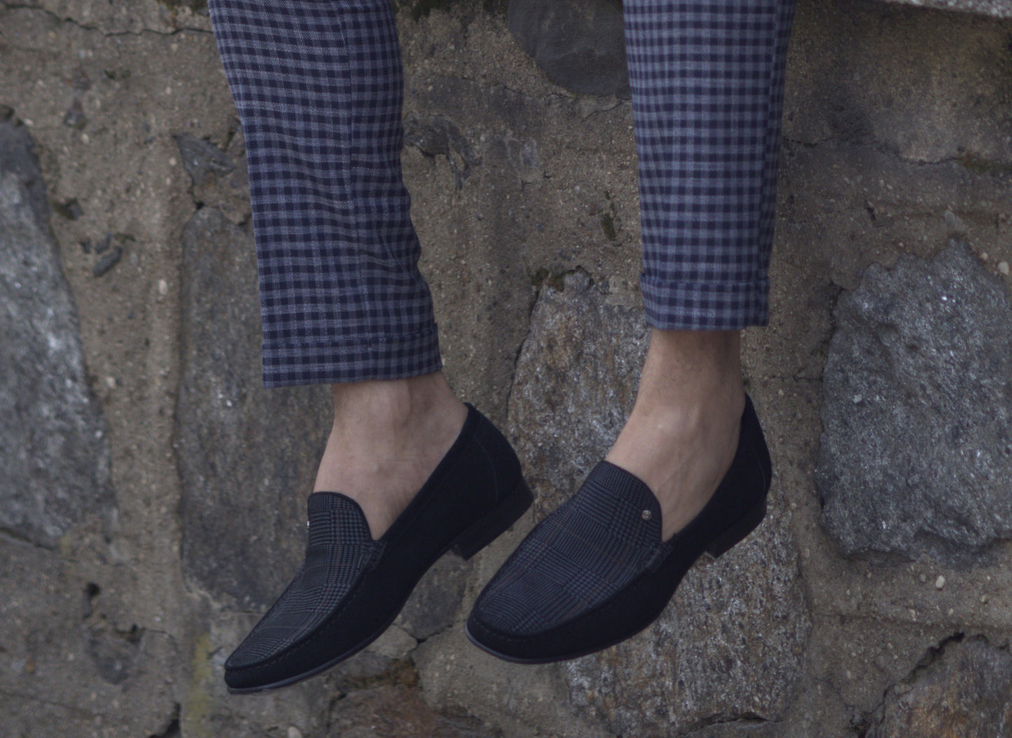 Classic Black Textured Slip-On Loafers