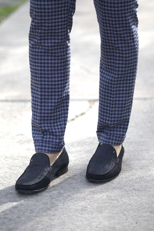 Classic Black Textured Slip-On Loafers