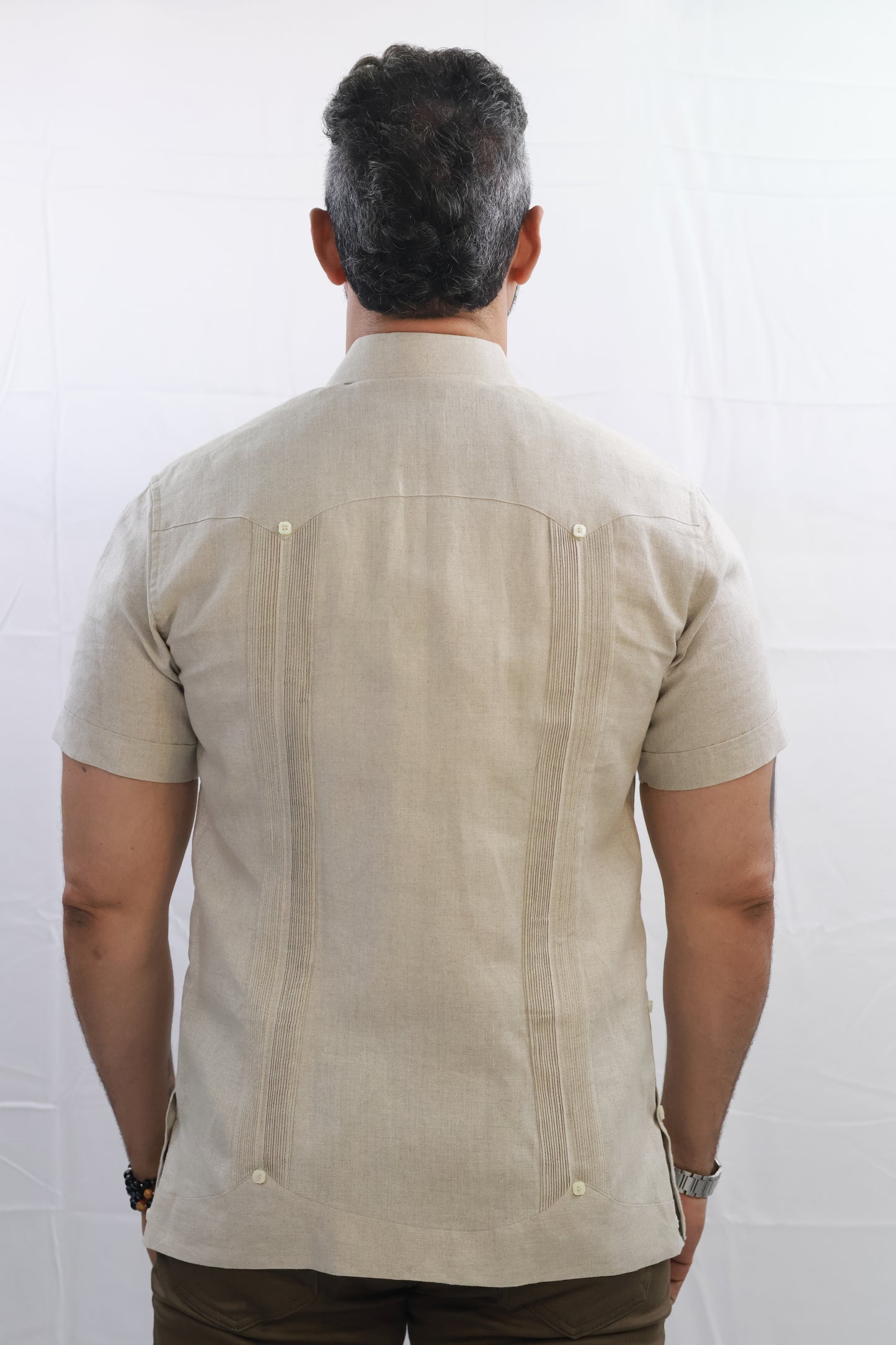 Handmade Beige Linen Chacabana Shirt