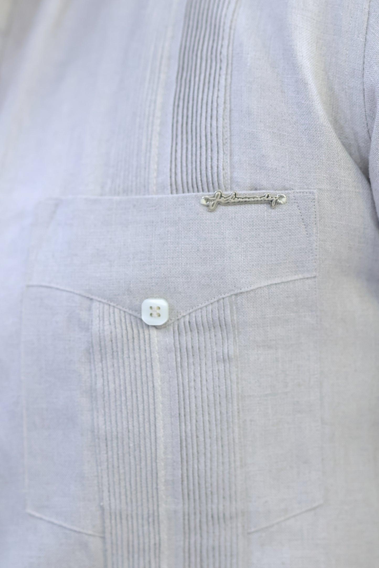 Handmade Beige Linen Chacabana Shirt