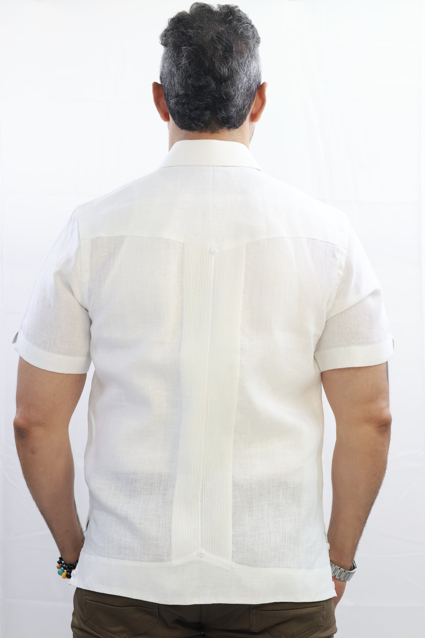 Handmade Classic White Linen Chacabana Shirt